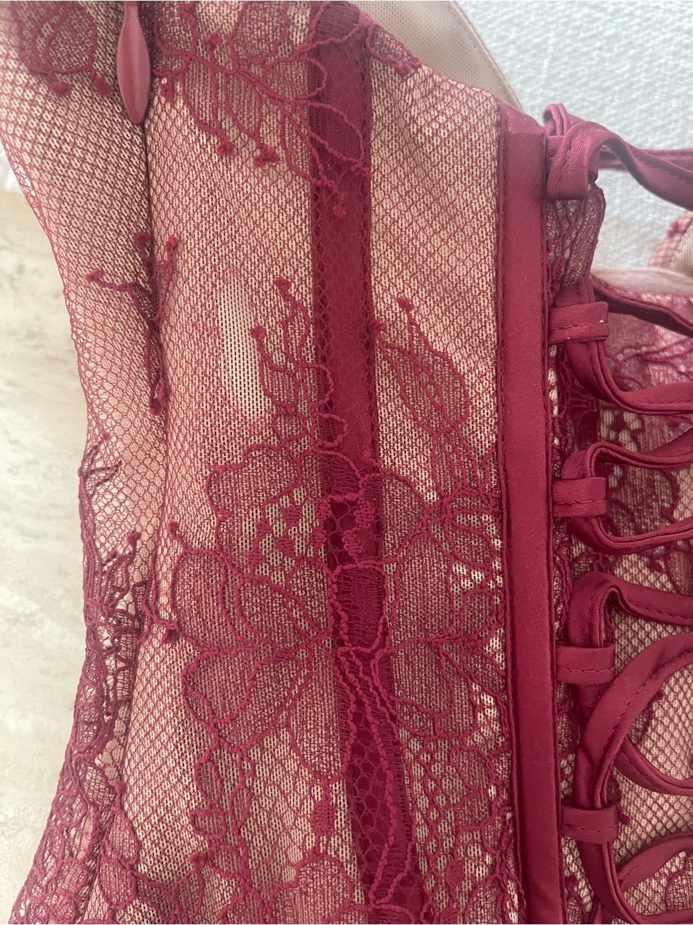 Babyboo SIAN MAXI DRESS - BURGUNDY Strapless Lace Evening Gown - Picture 8 of 8